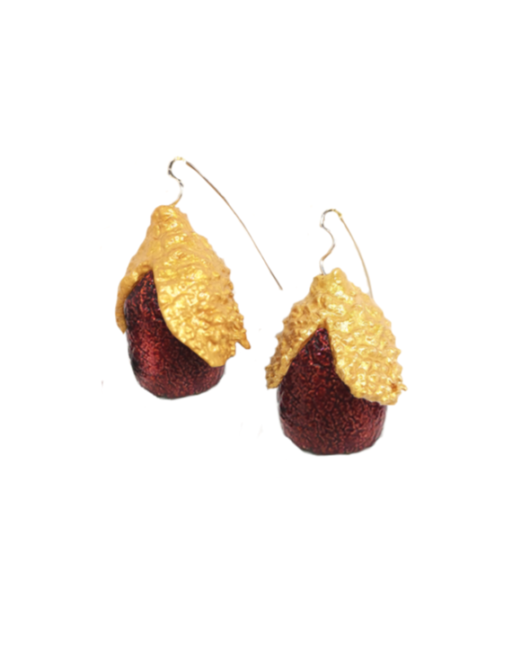 Cork Acorn & Silk Earrings Ebony