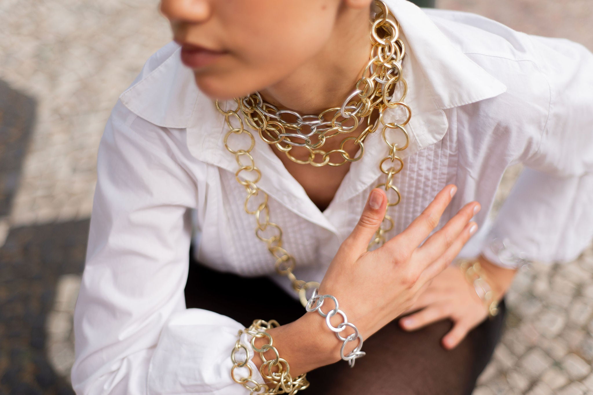 Egida Long Necklace Gold Mix Model