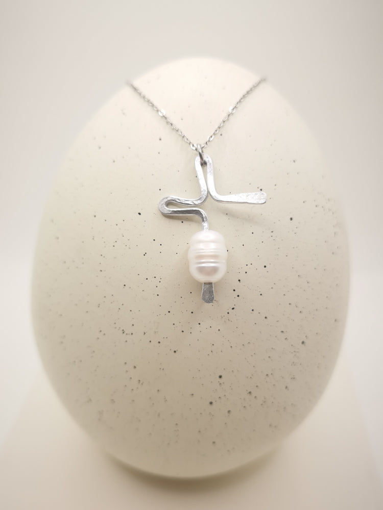 Faith Christian Cross with pearl charm pendant silver