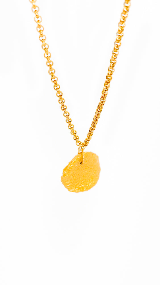 Gold Medal Necklace - Orange Skin Details