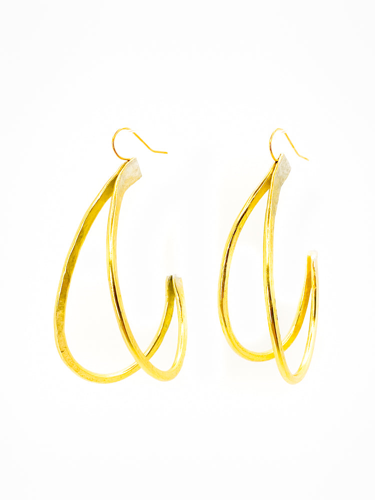 Heart Double Large Golden Hoop