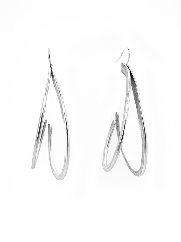 Heart Double Large Silver Hoop Detail