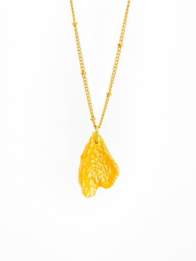 Heart Medal Necklace - Orange Skin
