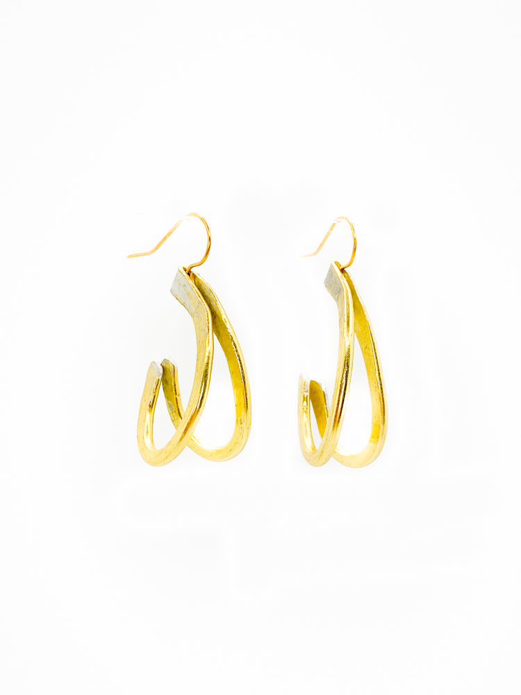 Heart double Medium Golden Hoop