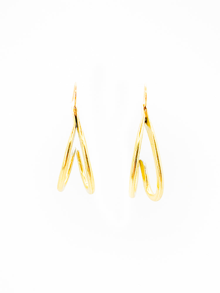 Heart double Medium Golden Hoop Front