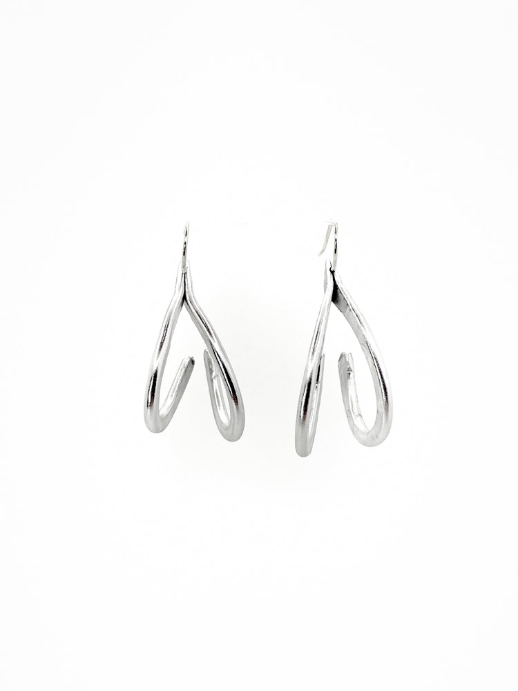 Heart double Medium Silver Hoop