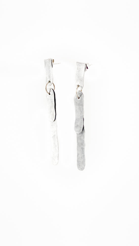 Louvata Long Straight Earrings Side Detail