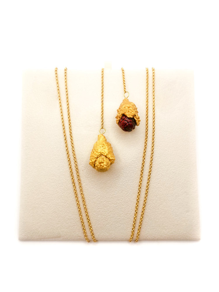Lupita-A-corn-Bordeaux-and-gold Necklace