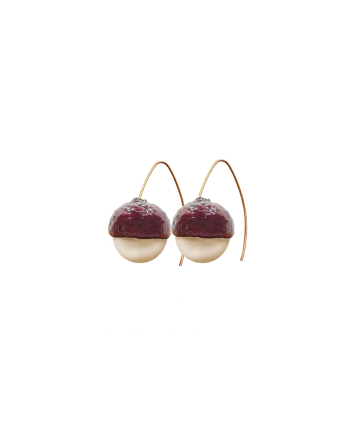 Majorica Pearl Oak Earrings Wine