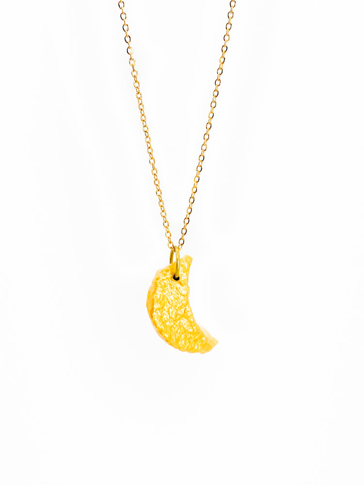 Moon Medal Necklace - Orange Skin