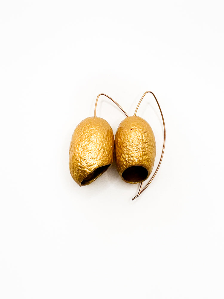 Silk Cocoon Earrings - Gold