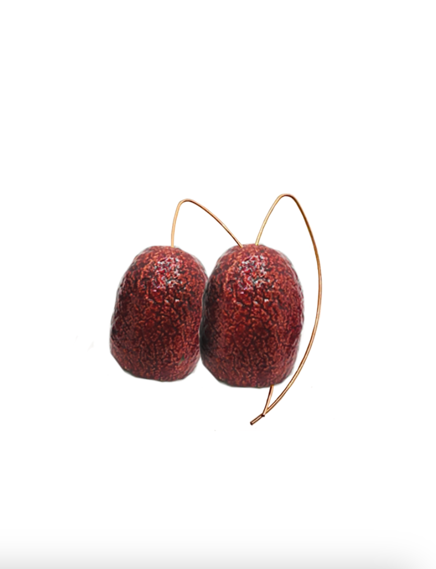 Silk Cocoon Earrings - Wine