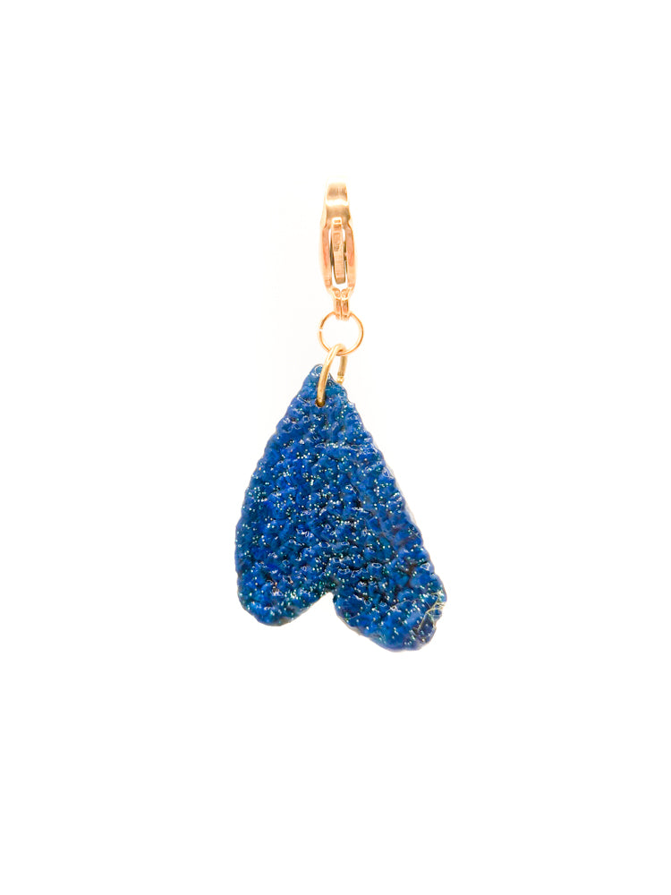 Statement Blue Heart Pendant Orange Skin Peel Mix and Match front