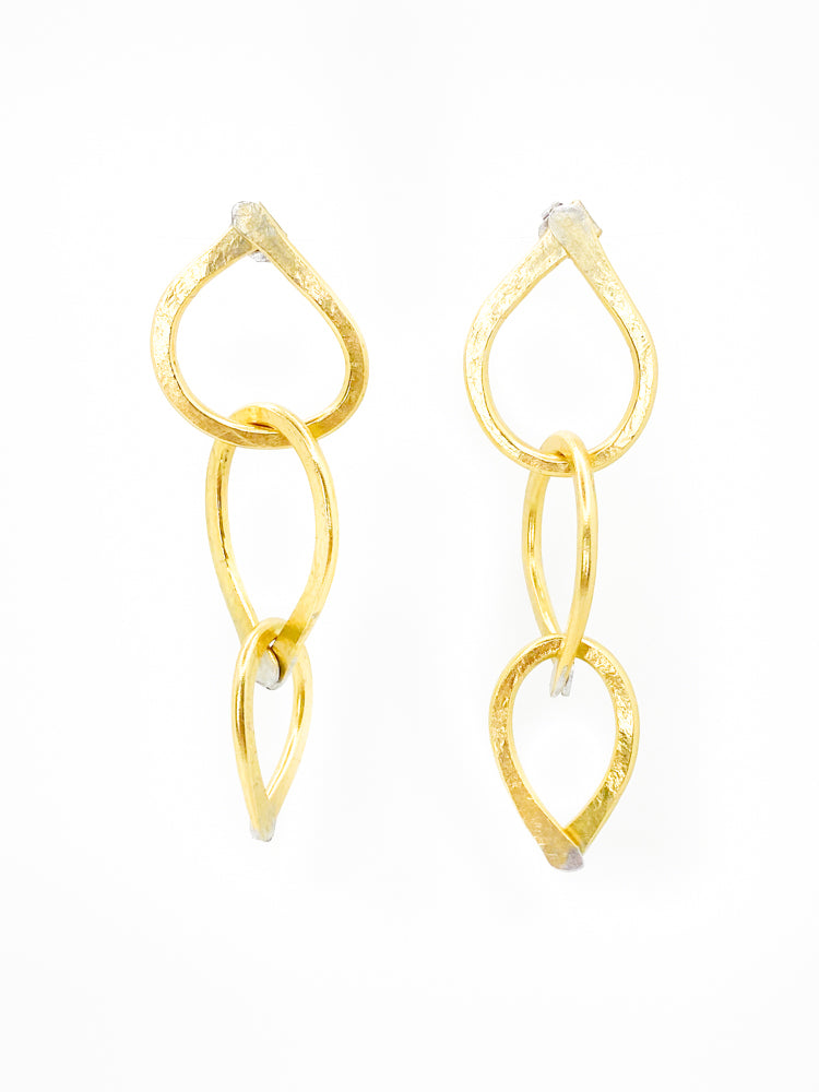 Triple Hoop Earrings Gold Detail