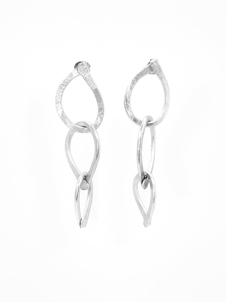 Triple Hoop Earrings Silver Details