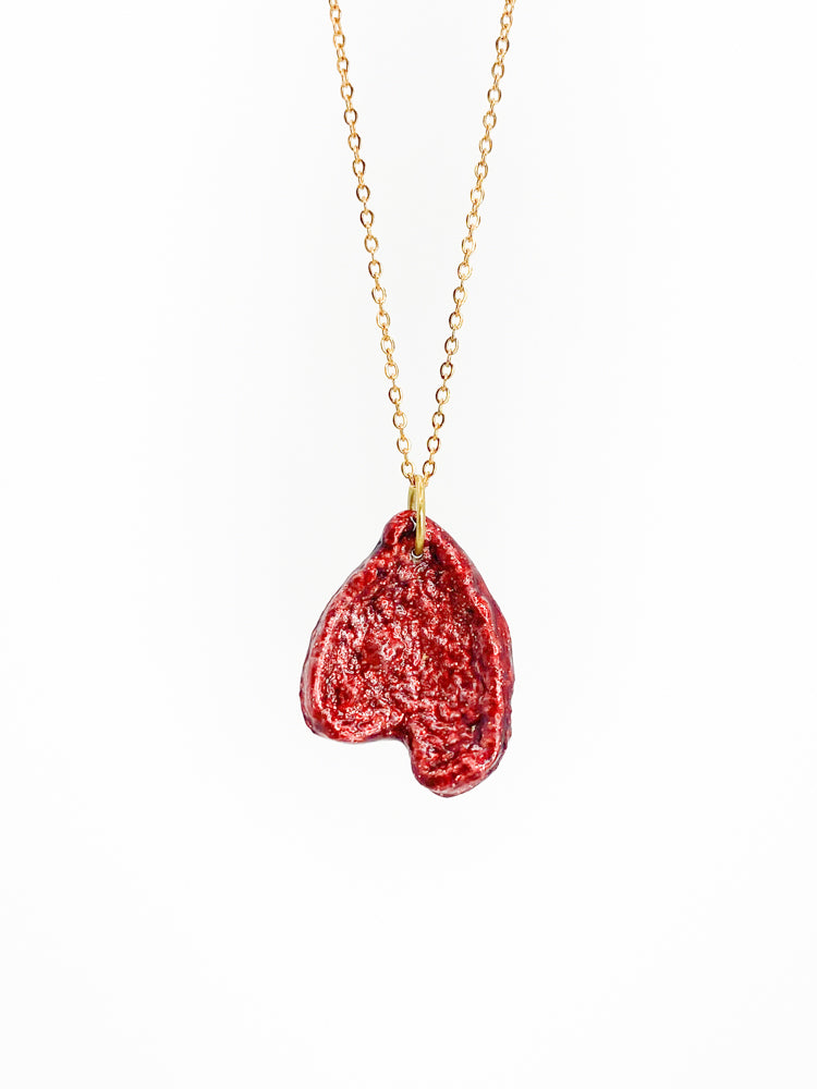Wine Heart Necklace - Orange Skin