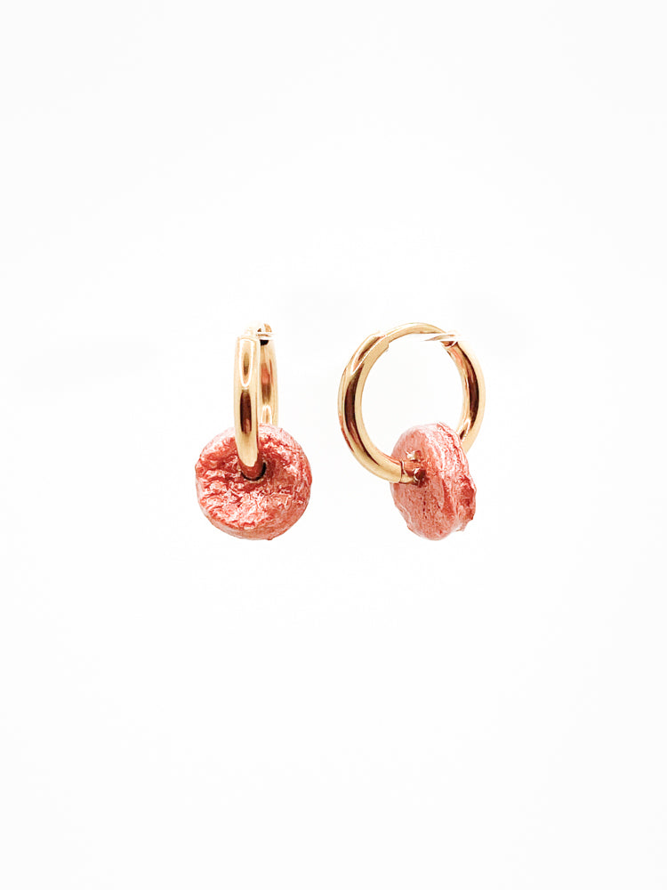 tiny hoops rose pink pair classic woman minimalism minimalist classic elegance pop of color