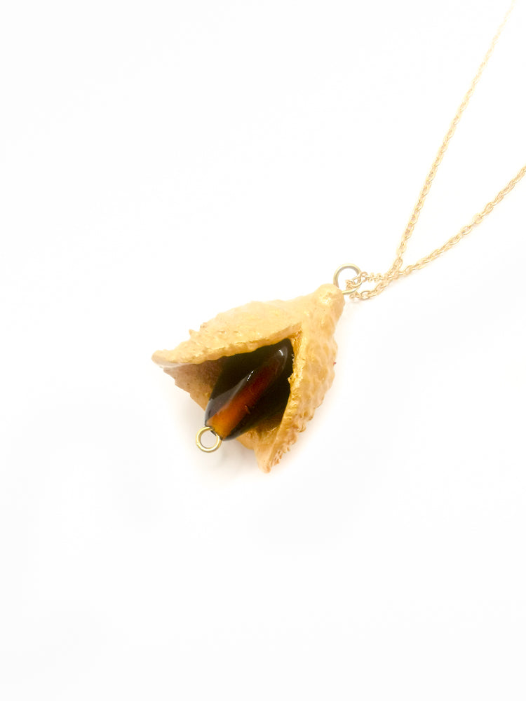Acorn Murano Glass pendant necklace white background