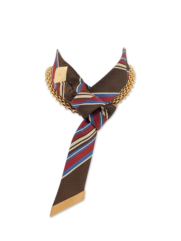 Coffee Steam scarf necktie neckwear brown bordeaux with knot with arianne chain