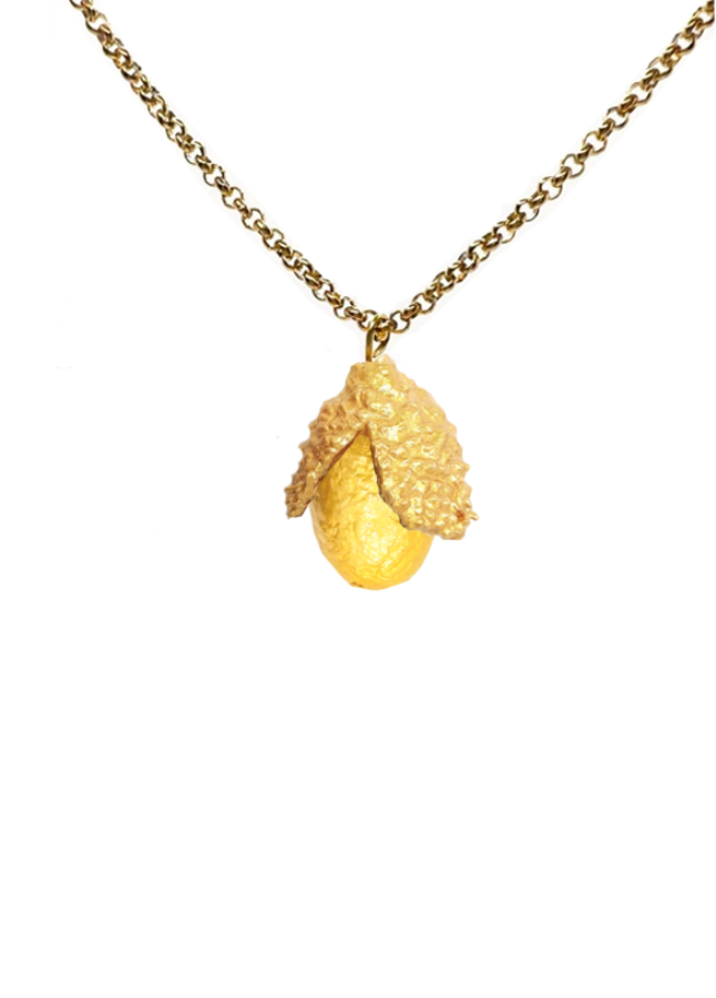 Cork Acorn Necklace Gold