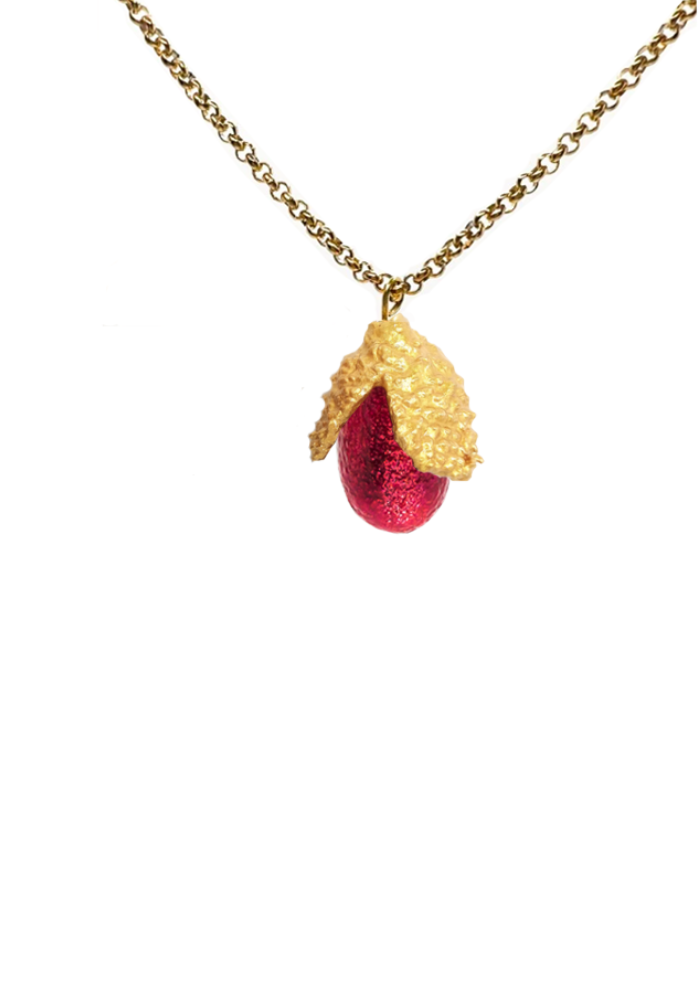 Cork Acorn Necklace Hibiscus