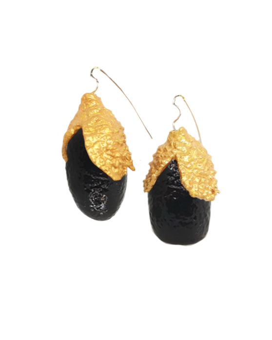 Cork Acorn & Silk Earrings Black