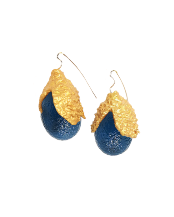 Cork Acorn & Silk Earrings Marino
