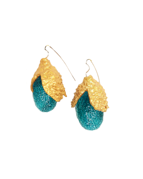 Cork Acorn & Silk Earrings Sky