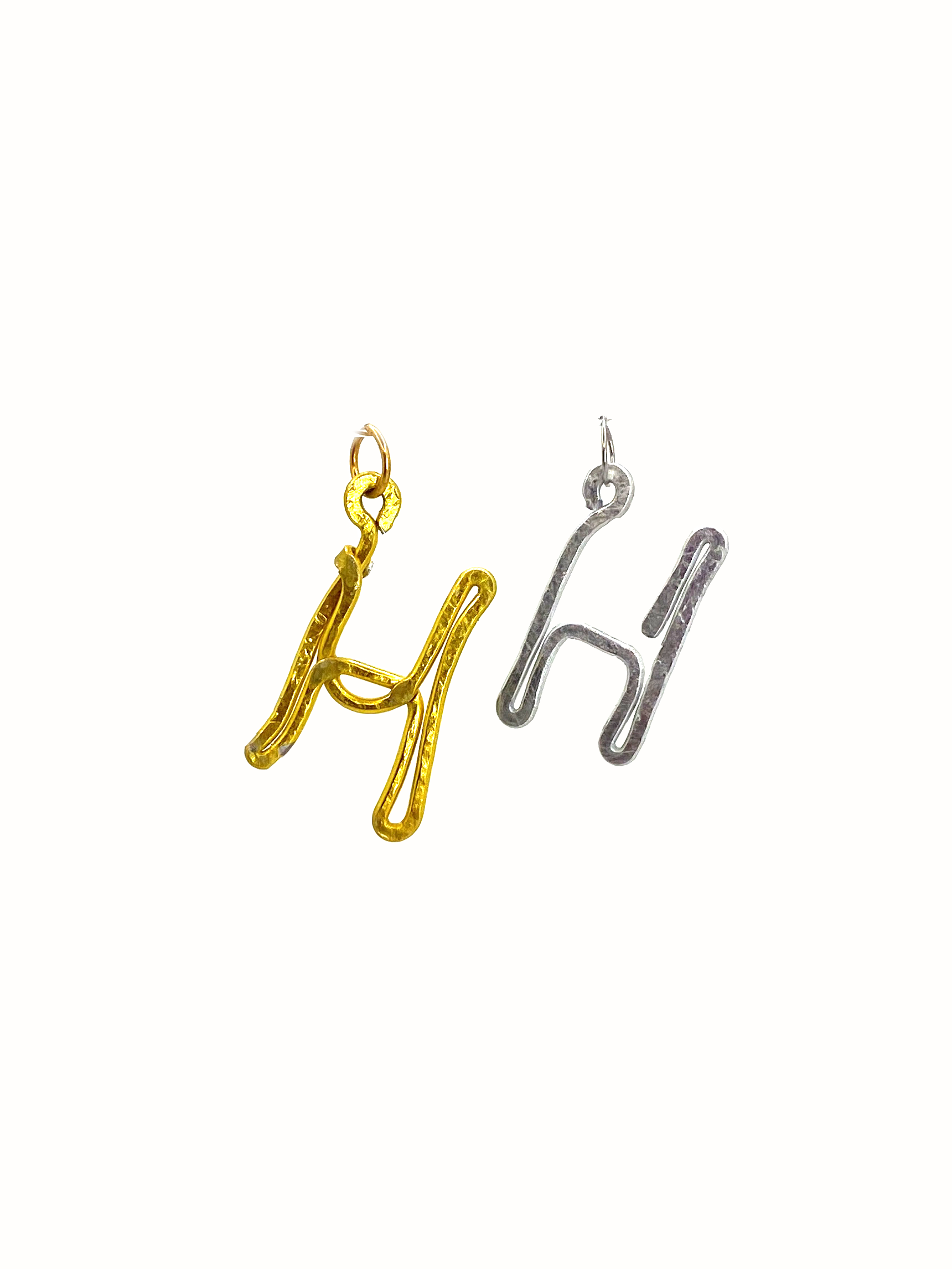 H - Letter Pendant Silver and Gold 