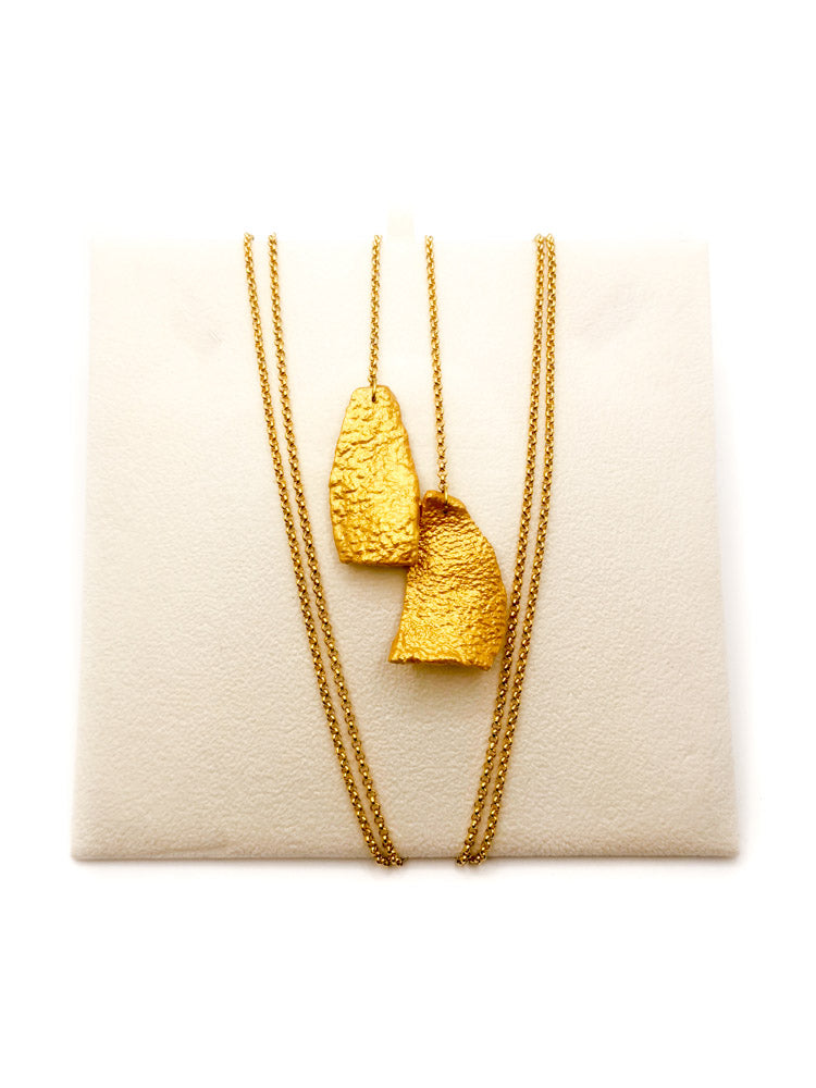 Lupita Gold Medium - Orange Skin 3 rounds long necklace