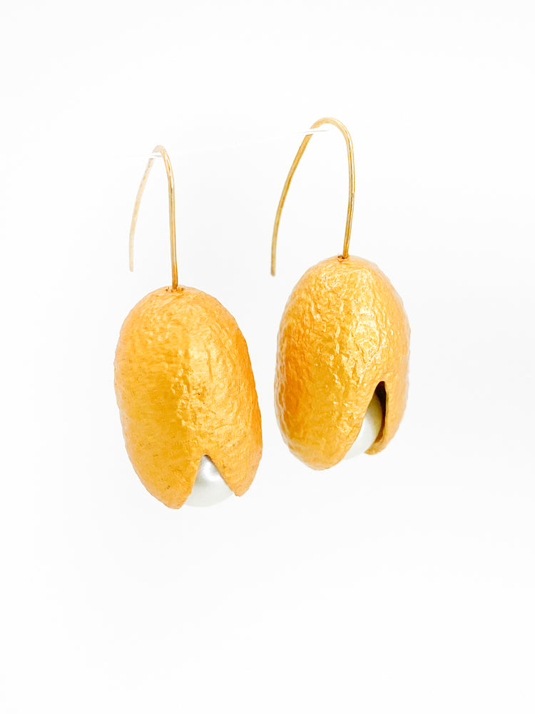 Majorica Pearl Silk Cocoon Earrings Side Detail
