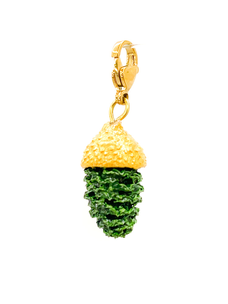 Pine Charm - Gold and forest Crocus Mix and match pendant front