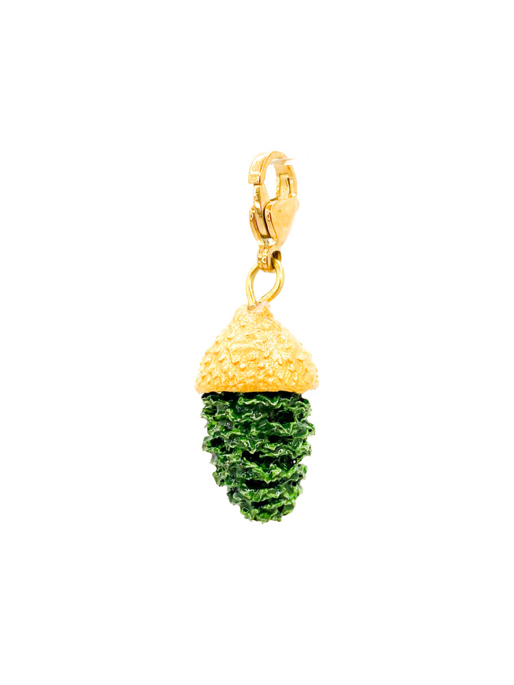 Pine Charm - Gold & forest Crocus Mix and match pendant front