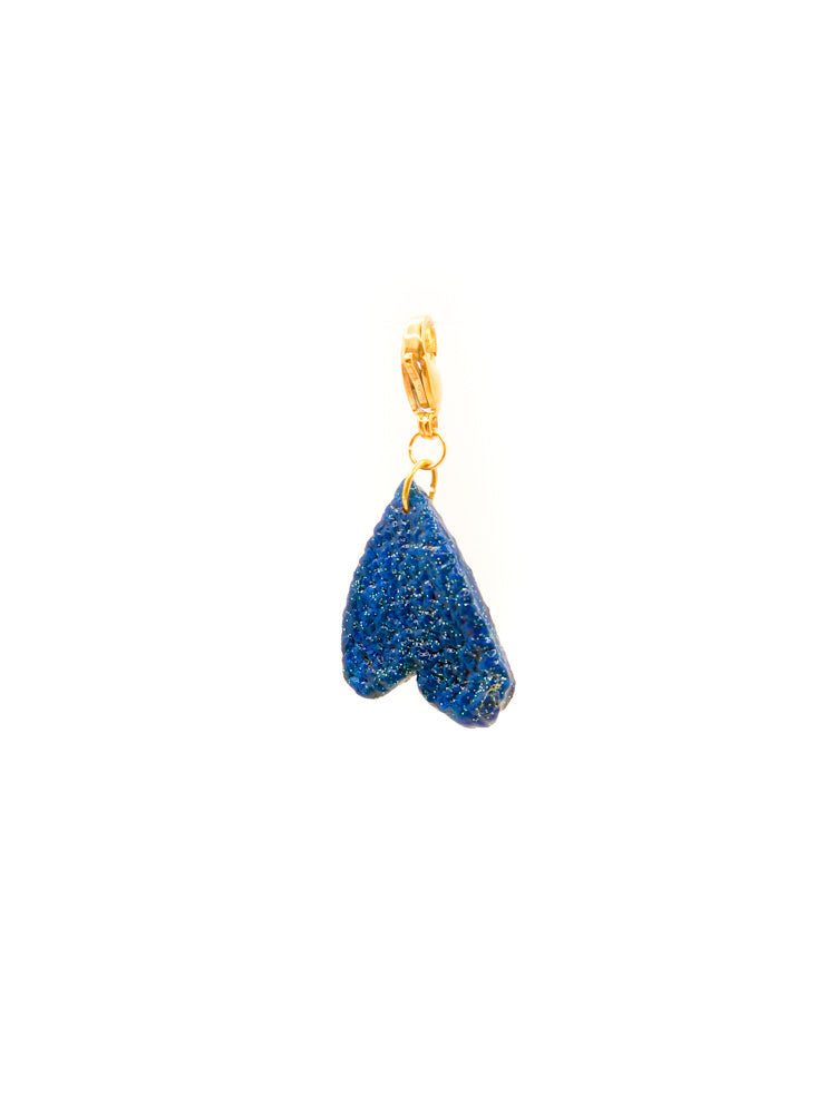 Statement Blue Heart Pendant Orange Skin Peel Mix and Match left side