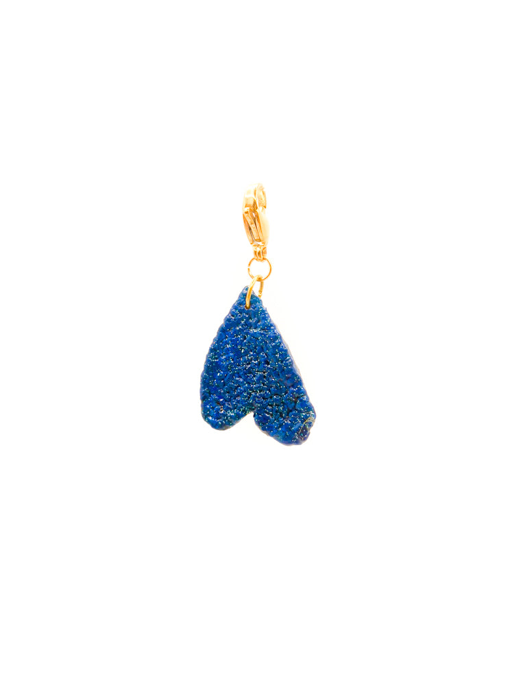 Statement Blue Heart Pendant Orange Skin Peel Mix and Match side