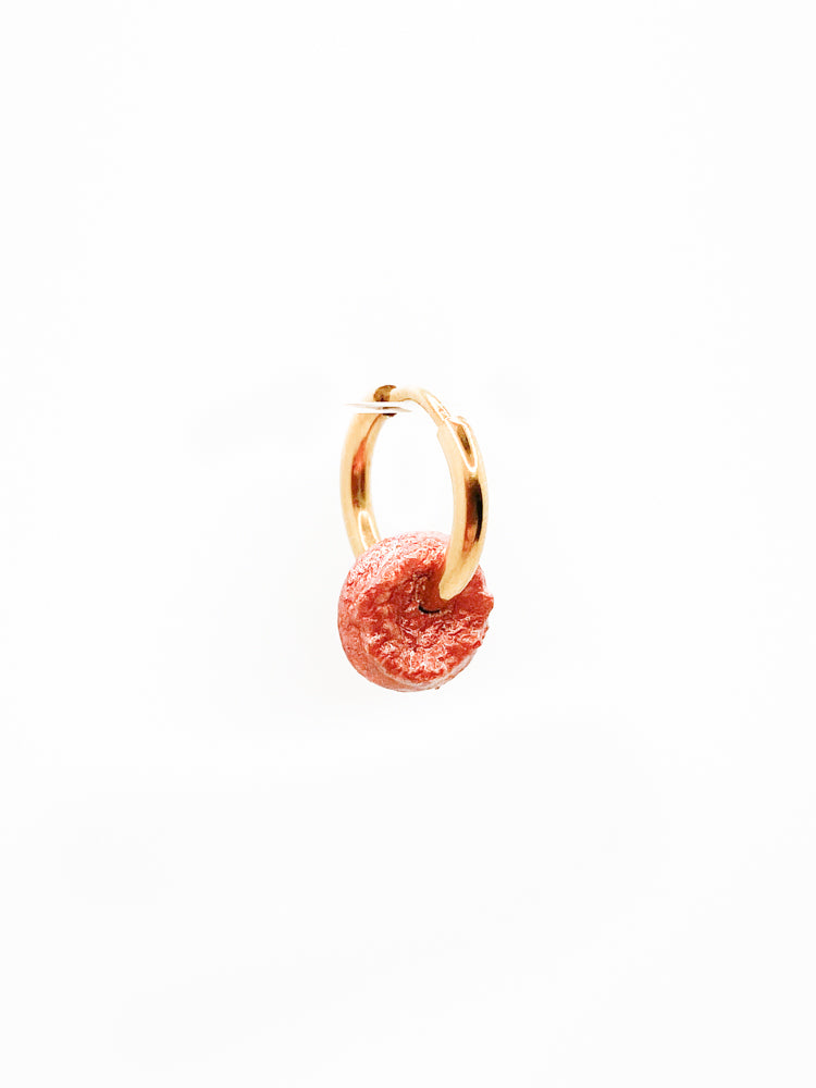 Tiny hoops rose baby pink Aster orange skin front organic jewelry single earring, stud, piercing  front