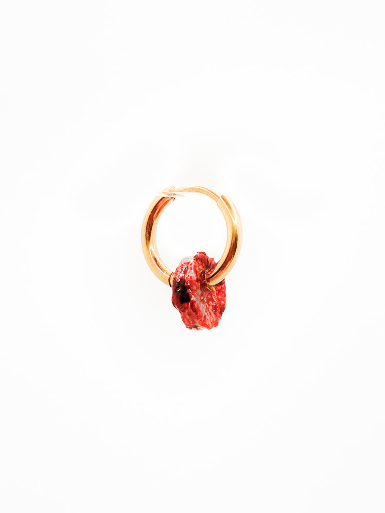 Tiny hoops wine bordeaux dark red Aster orange skin front organic jewelry single earring, stud, piercing  front